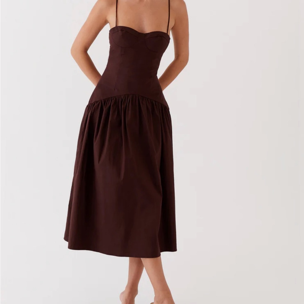 Peppermayo Yvette Corset Midi Dress - Chocolate